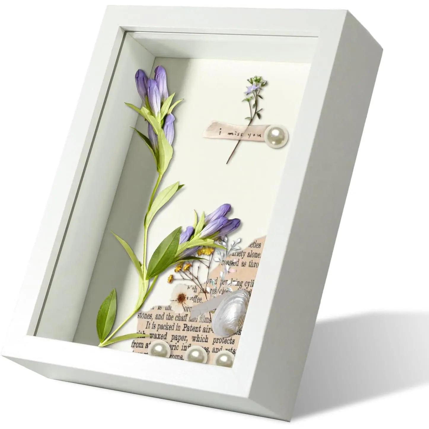 5x7 White Shadow Box Frame Display Case | With Real Glass for Memorabilia,Wedding Memories,Pins,Awards,Crafts,Tickets and Photos