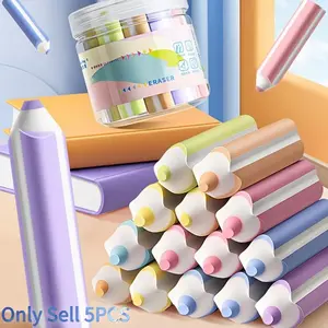 5-Piece Pen-Shaped Erasers Set, Colorful Pencil Shape Easy Erasers, Fun Pencil Erasers for Home Office Learning Use, Small Gifts