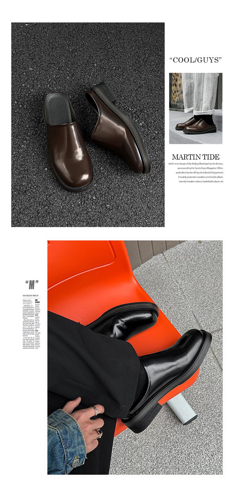 Men's Shoes 2026 New Summer Men's Big Head Muller Toe Box for Outdoors Boken Shoes Tide Half Slippers Slip-on,Gift brown Footwear