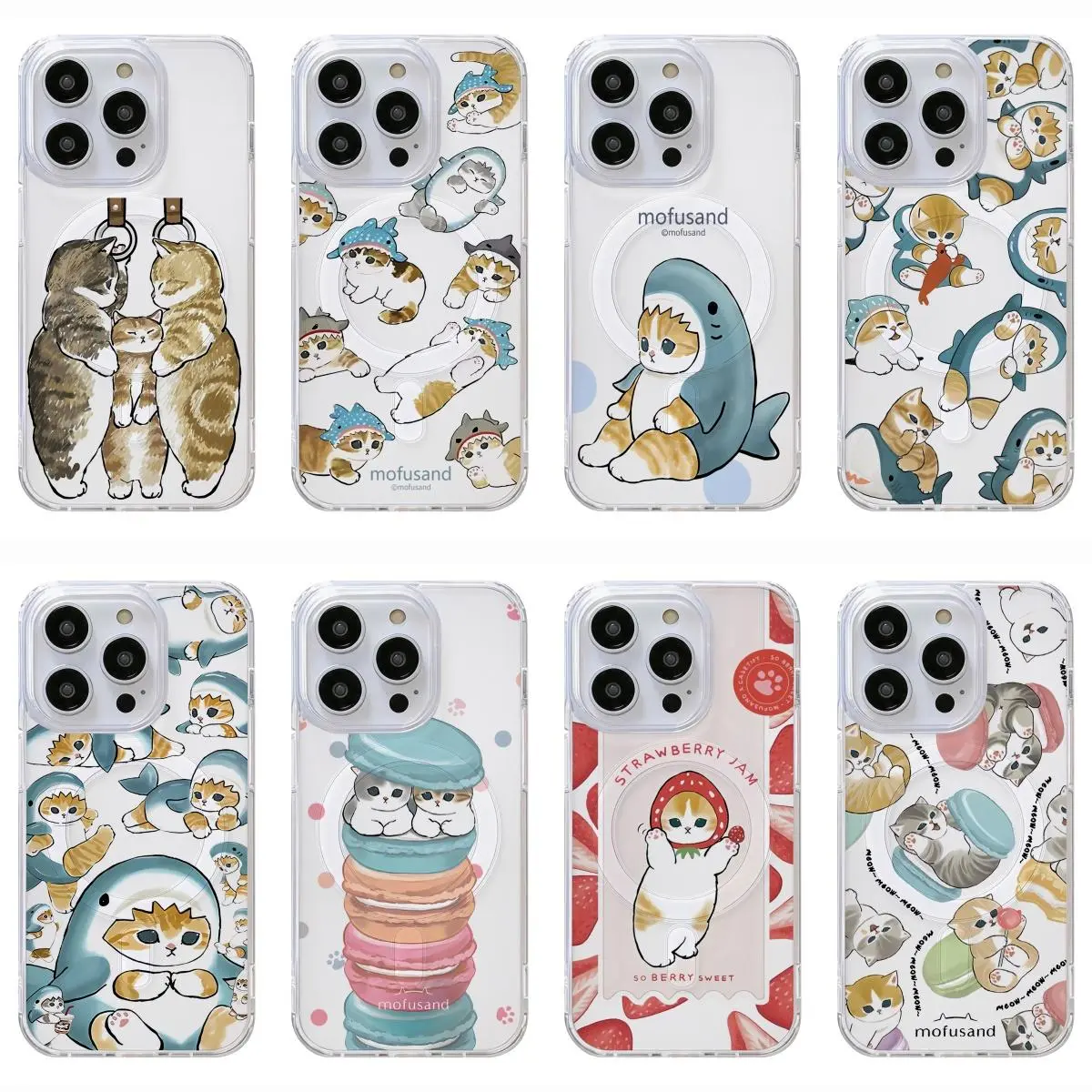 Hot Cute M-Mofusand Cat Magsafe Magnetic Phone Case for iPhone 17 Promax 17E 16 Plus 15 14 13 12 11 Pro 17Air & Samsung Galaxy S26 Ultra S25 S24 S23 S22 Plus FE Anti-fall Transparent TPU Shockproof Protective Cover