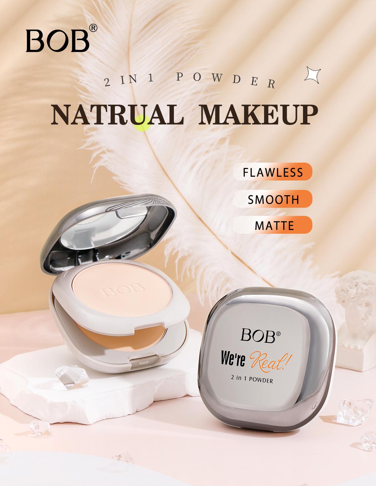 2-in-1 Matte Pressed Powder – Oil Control, Long-Lasting & Full Coverage| Wet & Dry Use, Setting & Touch-Up, Brightening Smooth Finish