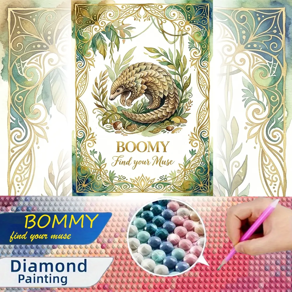 One Large Size 2D Flat Unframed Royal Hollow Relief Style Handmade DIY Diamond Painting Kit with Watercolor Plant Decor Suitable for Home Wall Art Decoration