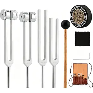 Resonance Sound Healing Tuning Fork Set – 128Hz, 136.1Hz, 256Hz, 384Hz with Activator – Sound Therapy for Stress Relief, Deep Relaxation & Chakra Balancing