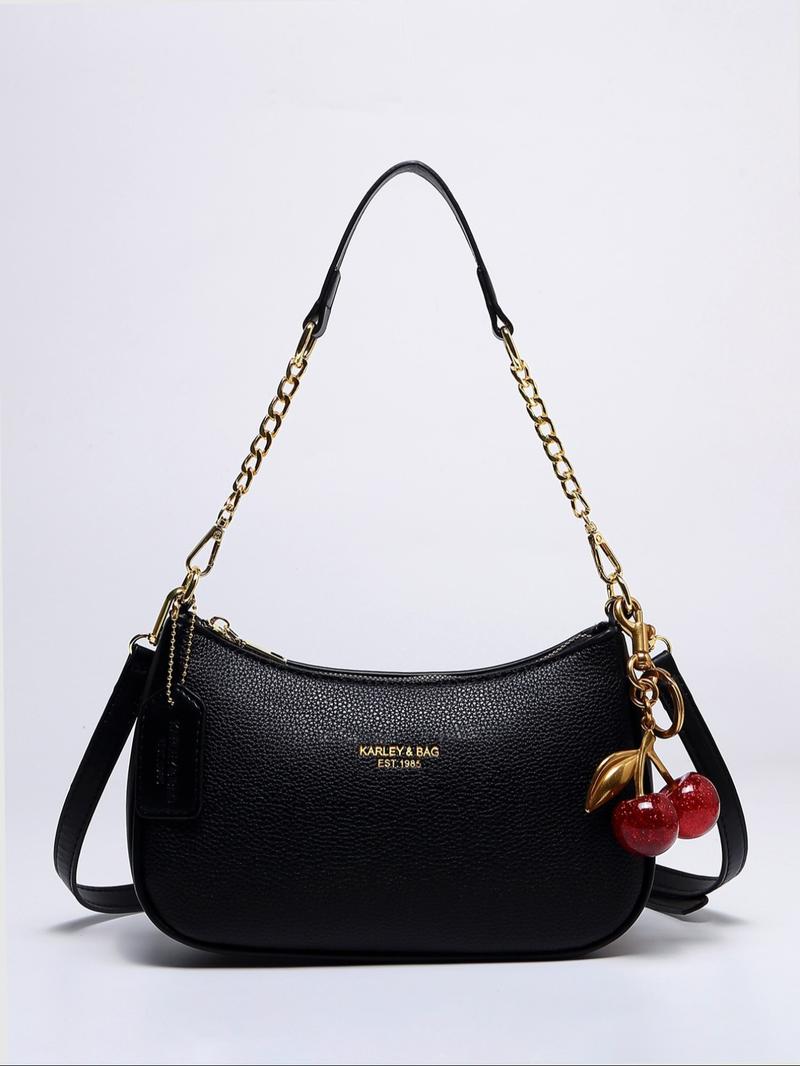 Women's Solid Color PU Leather Shoulder Bag, Adjustable Strap Office Crossbody Bag, Fashionable Durable Design for Daily Use