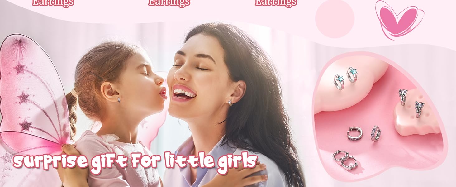 FUNRUN Hypoallergenic Earrings For Women Small Huggie Hoop Earrings Sleeper Double Love Heart Earrings Cute Tiny CZ Butterfly Star Cartilage Earrings Hoop Set 10mm