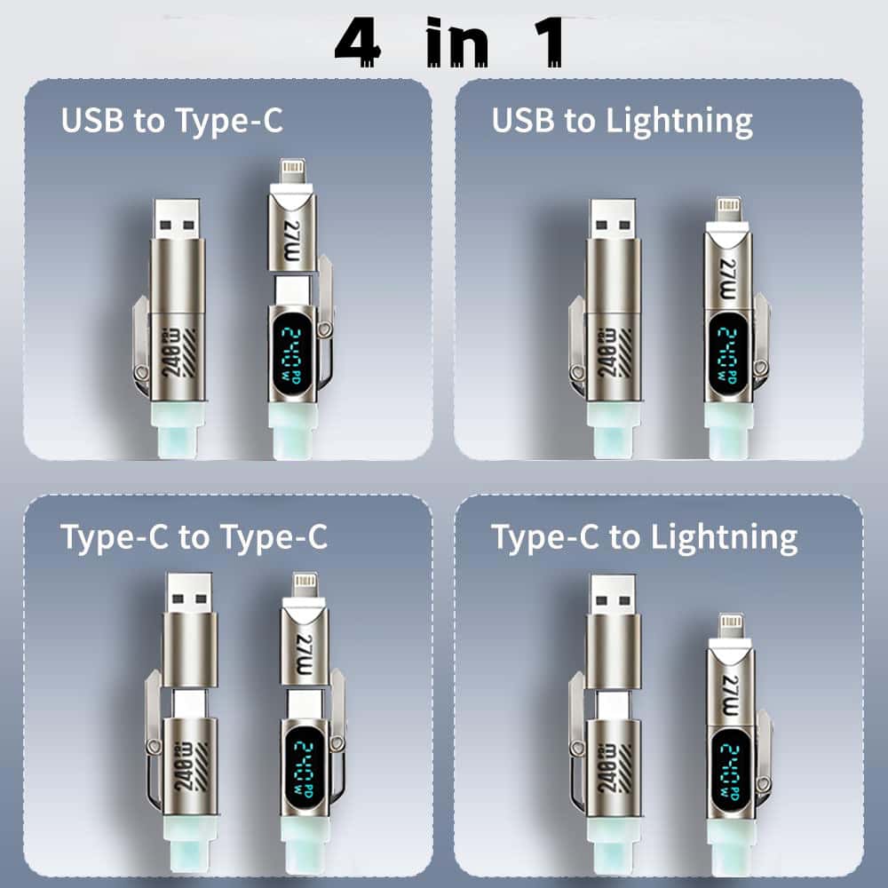 240W 4-in-1 Fast Charging Cable,Compatible With Multiple Devices Including Smartphones And Laptops 2026 New Style Data Cable with Digital Display-MM 240W 4-in-1 Fast Charging Cable,Compatible With Multiple Devices Including Smartphones And Laptops 2026 New Style Data Cable with Digital Display-MM