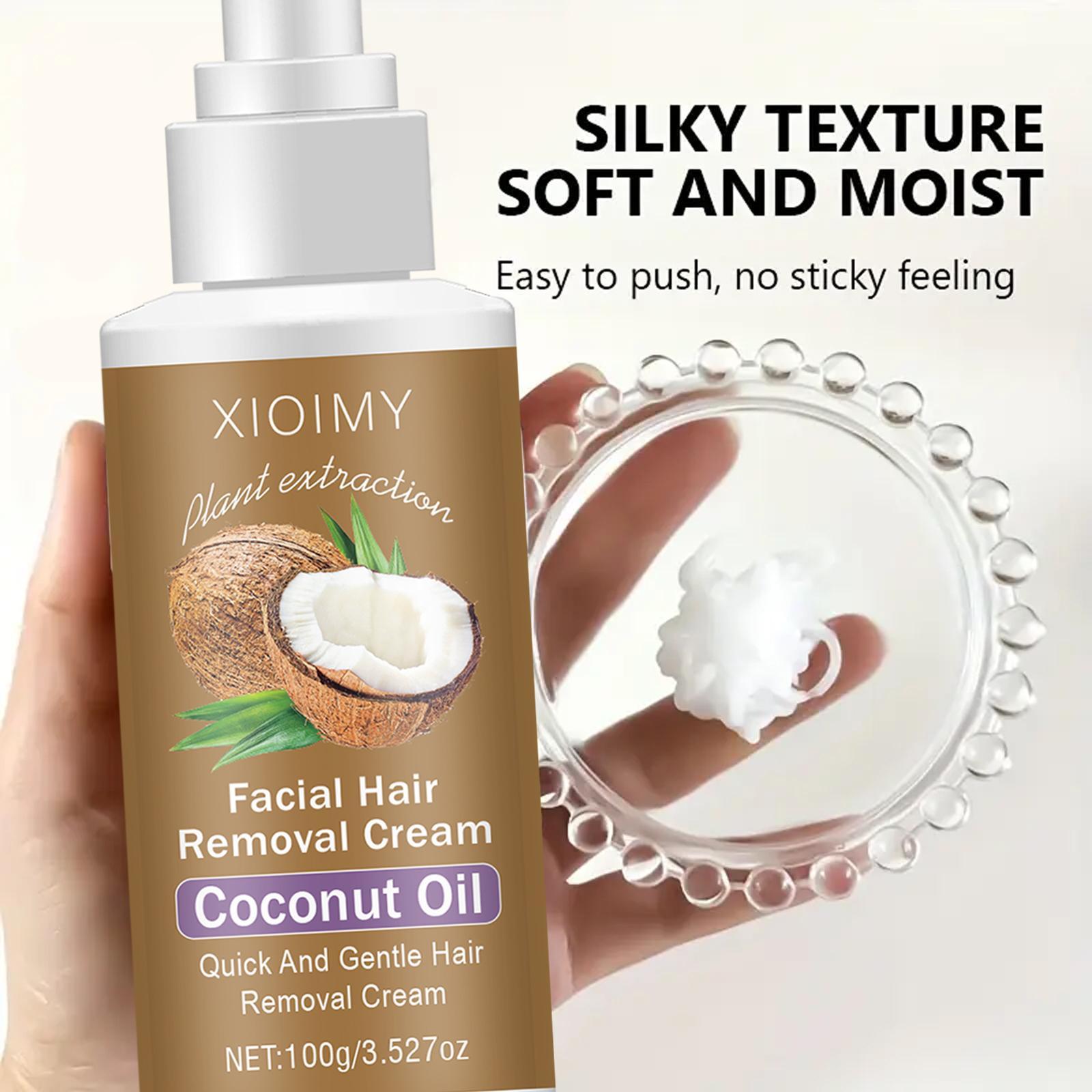 100g Coconut Depilatory Wax, Pain-Free, Gentle, No-Irritation Formula, Quick Hair Removal in 5 Minutes, Suitable for Lips, Armpits, Legs, Arms & Bikini Area