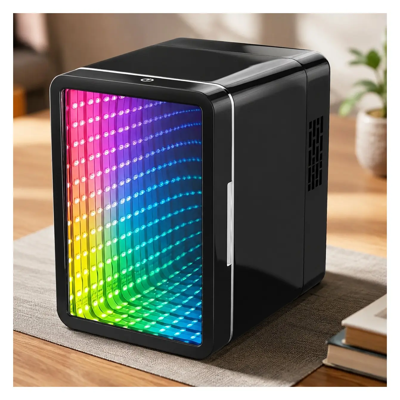 Mini Fridge 4 Liter/6 Cans, Compact Refrigerator with Gaming LightGift