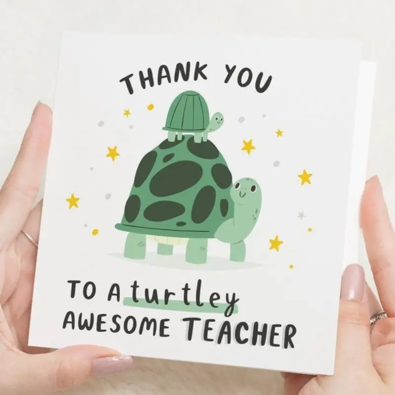 1 piece: Thank-you card for teachers, teacher appreciation card, cute turtle card, thank-you card for teachers, end-of-term card, fun teacher card
