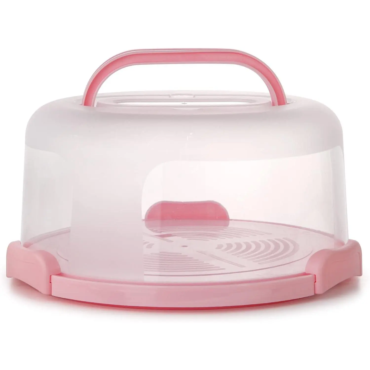Plastic Cake Carrier with Handle 10in Cake Holder Cake Stand with Lid Pink Cake Container for 10in Cake Round Cake Carrier for Transport