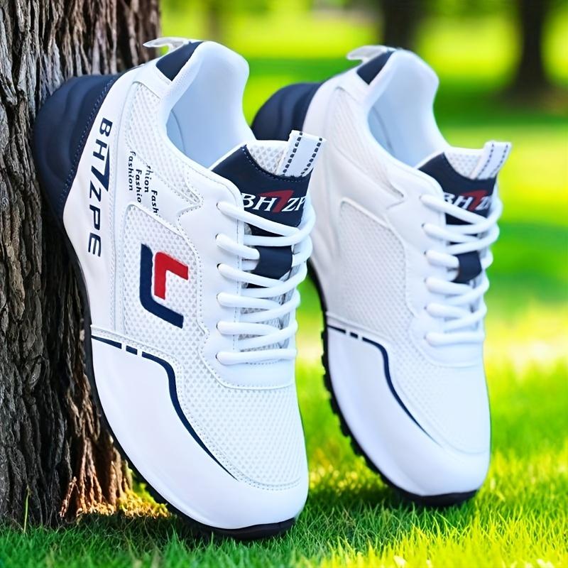 UYCEKK Men's Summer Breathable Mesh Shoes, White Casual Lightweight Comfortable Sports Training Running Shoes, Trendy