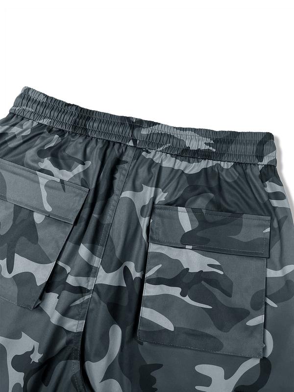 Men's New Camo Pants Fashion Outdoor Wide Leg Pants Large Pockets Decorative Woven Flare Pants Suitable for Young Casual Wear