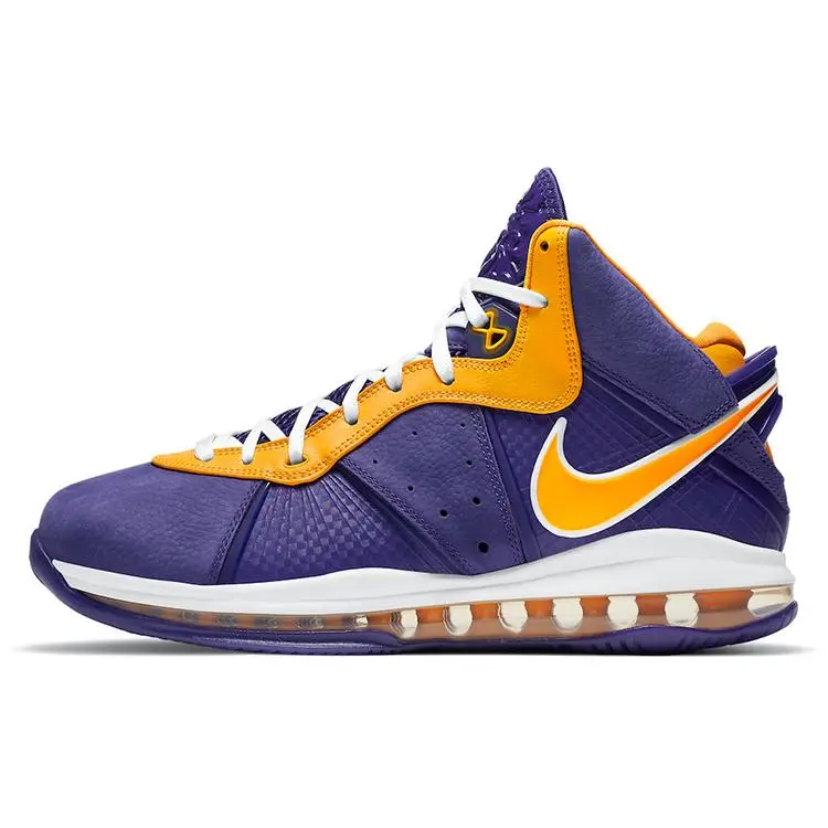 Nike LeBron 8 QS Hardwood Classics Retro Basketball Shoes for Men – Purple and Gold Colorway with Cushioning Verifiable, with credentials and supporting global authentication