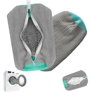 Shoe Washing Machine Bag 2 Pcs Reusable Laundry Shoe Bag for Washer and Dryer Grey Durable Shoe Bags for Traveling Tennis Sneaker Shoe Washing Bag with Zipper Cute Mesh Cleaner Shoe Pouch