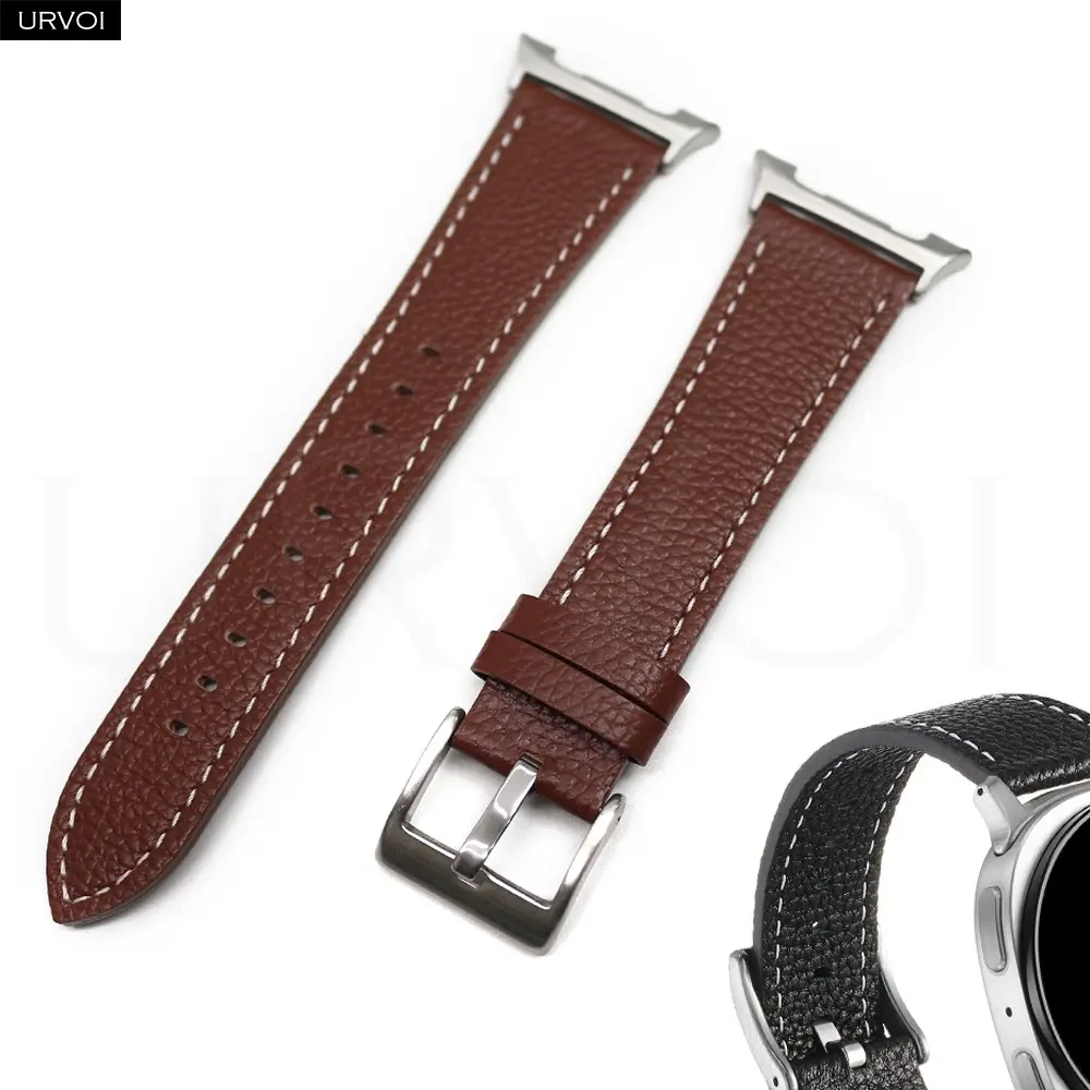 URVOI Leather Strap for Samsung Galaxy Watch8 Classic 46mm, Watch8 40mm 44mm , Comfortable Fashion Litchi Texture Replacement Band Pin Buckle quick release Smartwatch Accessories Replacement Straps