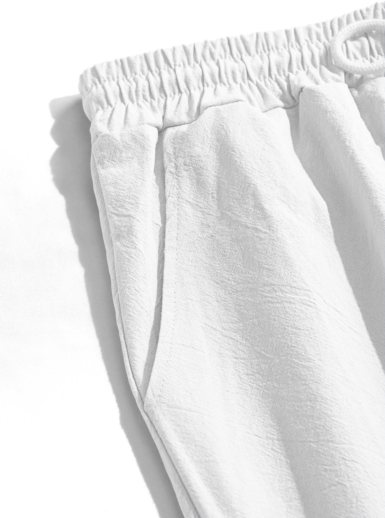 YehGoods 2026 Men's Summer Cotton Linen Blend Short Pants Casual Loose Fit Breathable Lightweight Beach Shorts Comfortable Everyday Wear Trendy US Style Menswear Tropical