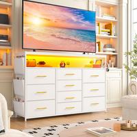 White-10 Drawer-with LED Lights & Power Outlet