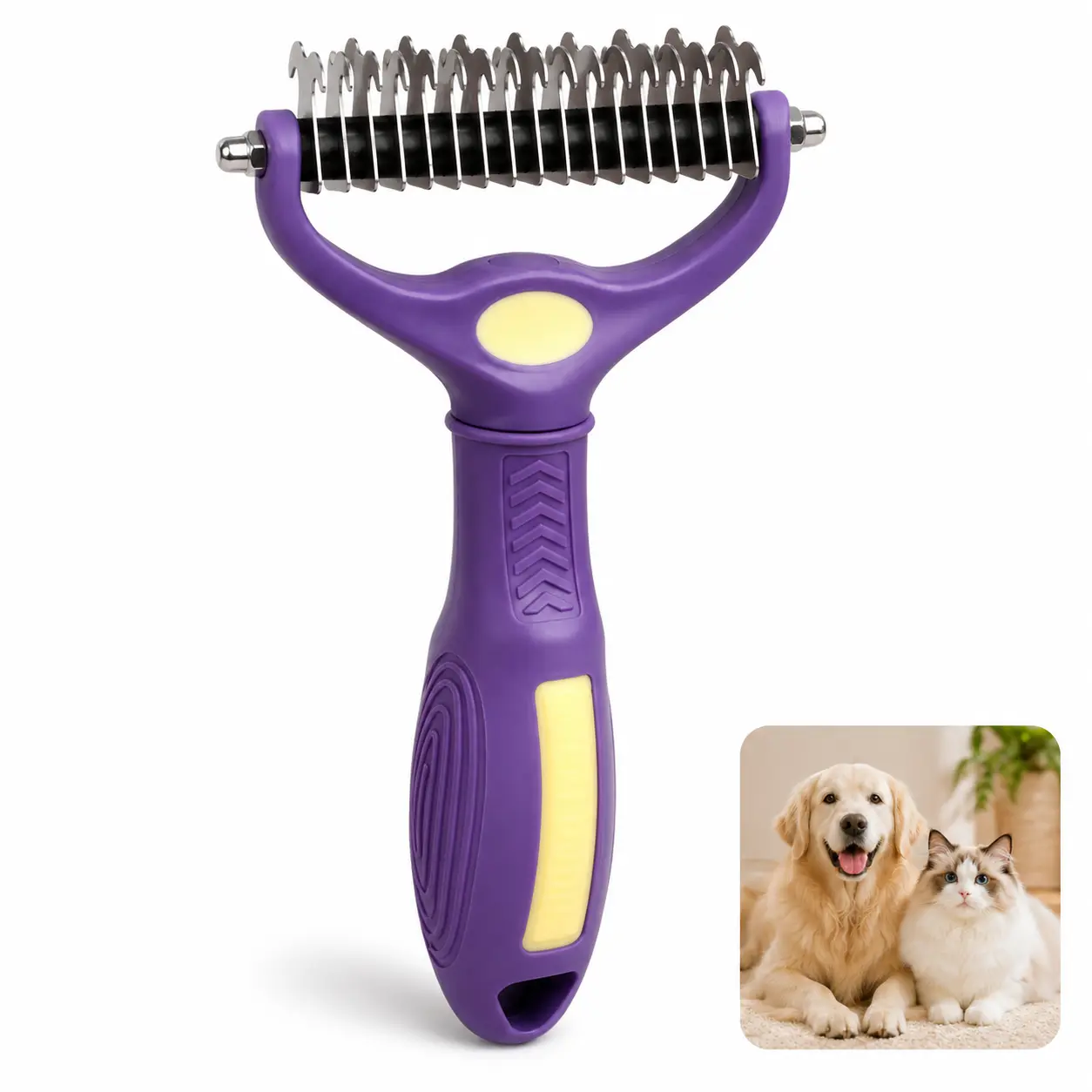 Pet Dematting Comb, Grooming Brush for Dogs & Cats, Undercoat Shedding Brush, Pet Knot Remover Tool