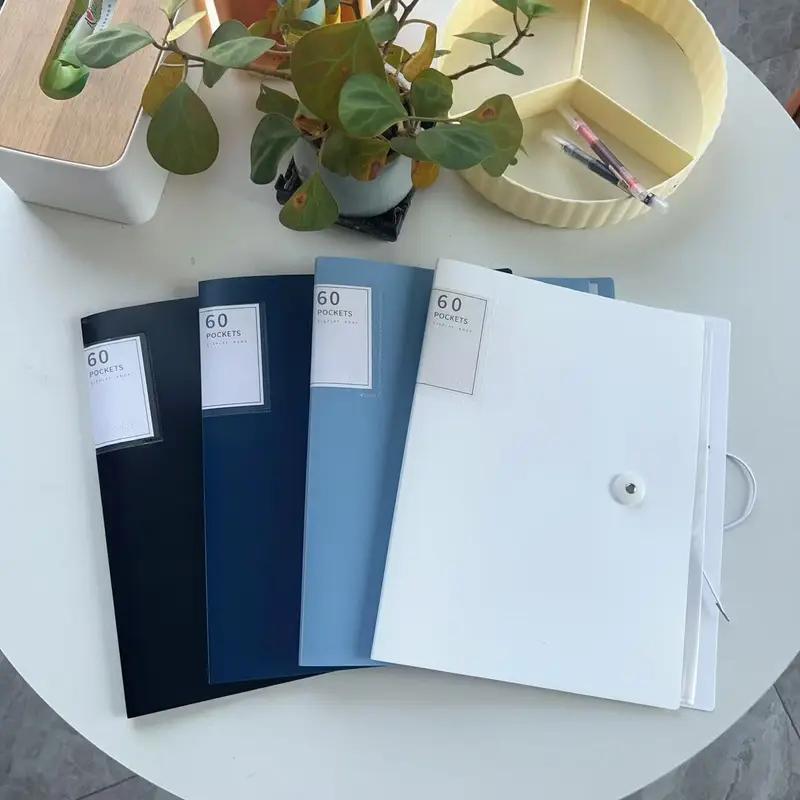 4pcs Transparent Plastic A4 File Bags, 60-Pocket Organizer Holder, Waterproof & High Transparency, Durable PP Material for Document Organization