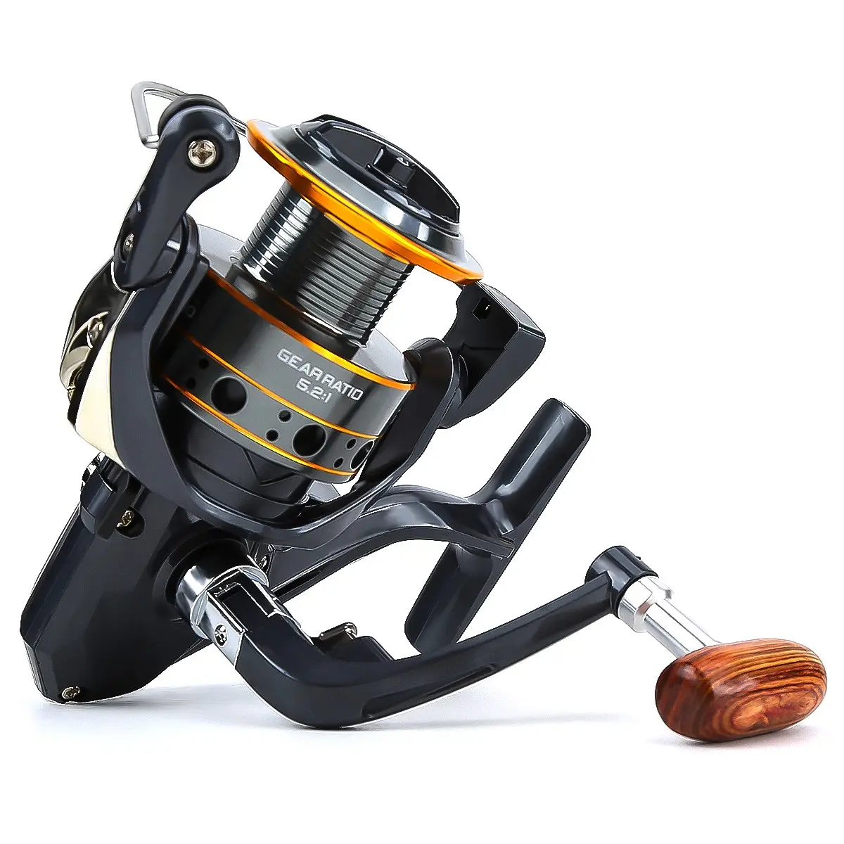 High Value 5.2:1 Spinning Reel – Single Fishing Reel with Adjustable Handle, Smooth Front Drag for Saltwater & Freshwater Fishing, Outdoors Reel