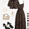 Women's Leopard Print Two-Piece Set, Adjustable Spaghetti Strap Cinched-Waist Midi Dress & Collared Short Sleeve Cropped Shirt, Boho Casual Style for Vacation, Date & Streetwear, Boho Summer Dress