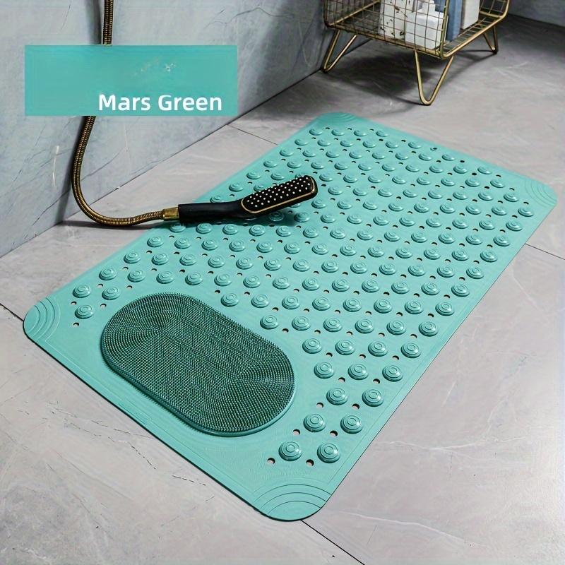 1pc non-slip shower mat, bathtub mat with drain holes and suction cups, foot massage shower rug, home bathroom, bathroom necessities.