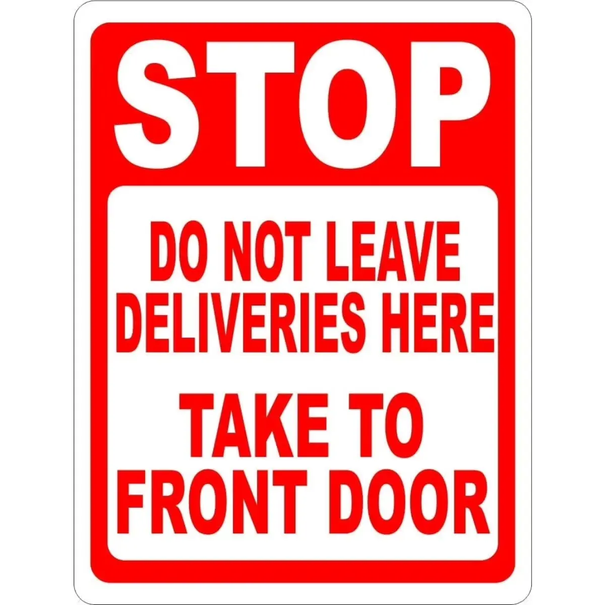 8x12 in Farmhouse Decorative Metal Stop Sign - No Package Drop-Off Reminder, Modern Front Door Decor, Home Entryway Plaque, Housewarming Gift