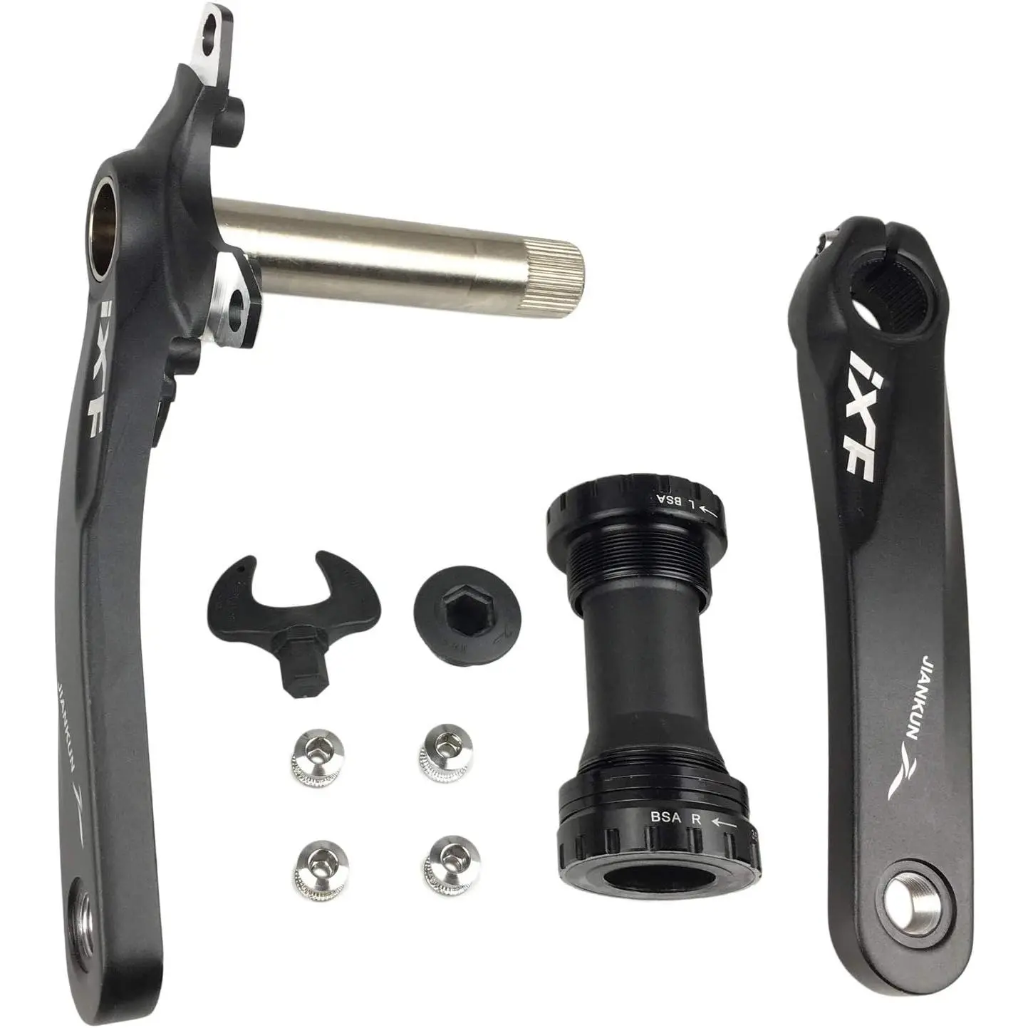 Crank Arm Set, 170mm 104 BCD Mountain  Crank Set with Bottom Bracket Crank and Chainring  for MTB BMX Road Bicyle, Compatible with , FSA, Gaint (Black/Red/)