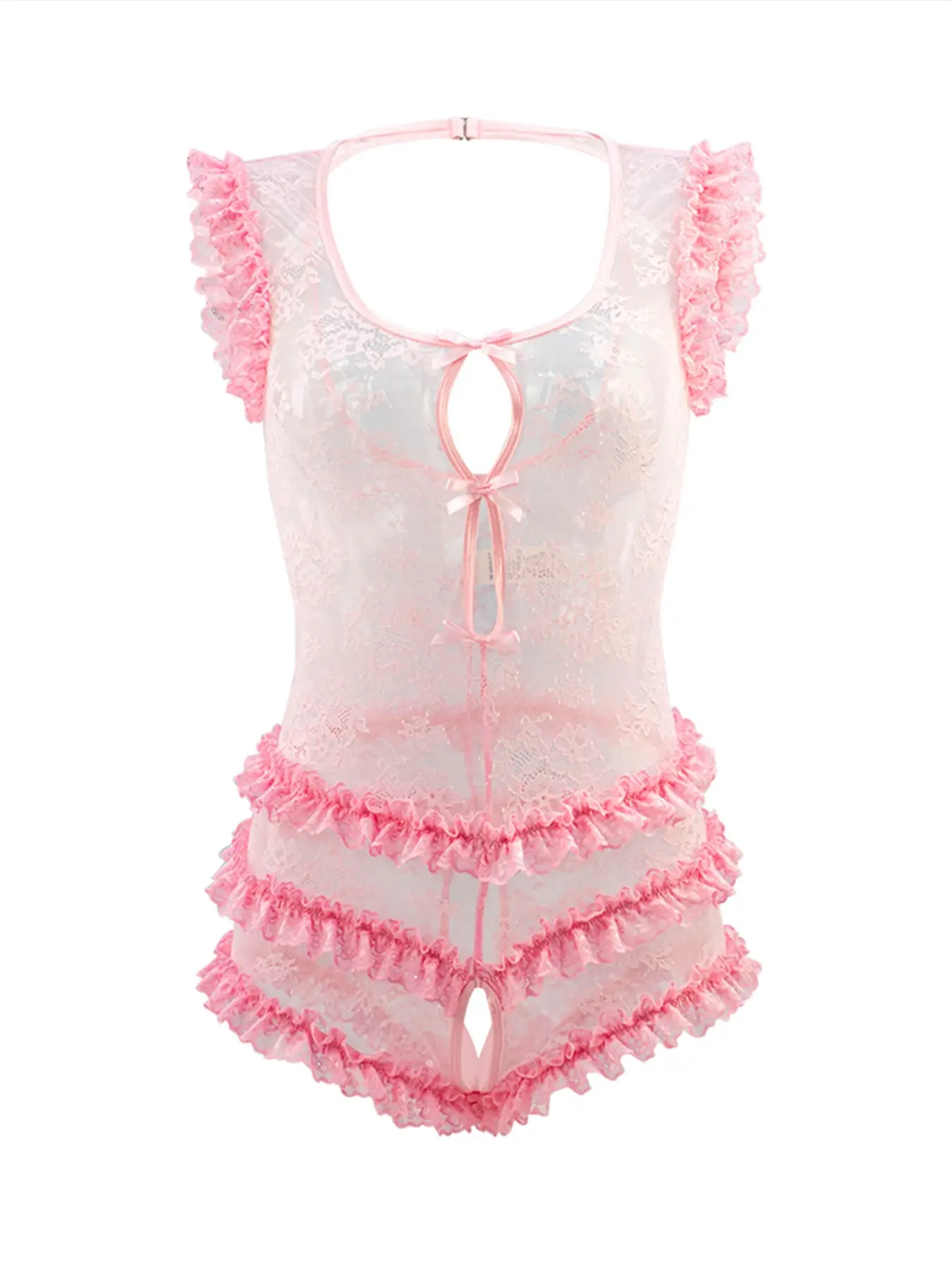 Sexy Women's Bodysuit, Bow Hollow Out Ruched Design, Wire-Free, Single Piece, All Seasons Lingerie, Perfect for Private Parties and Valentine's Day Gifts whimsy clothing sneaky lingerie Underwear