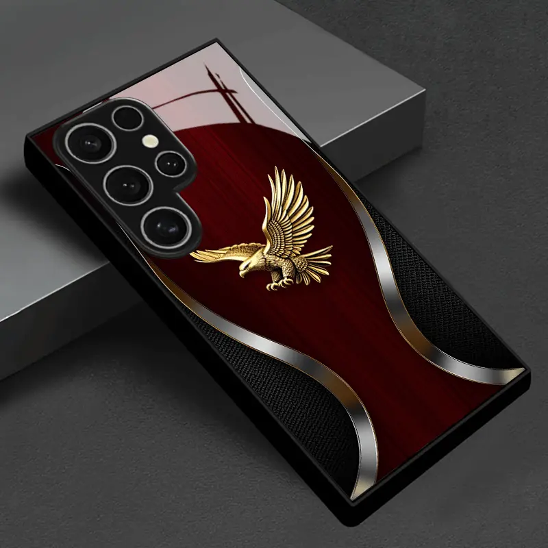 Golden Eagle Soaring Phone Case • Shatterproof Tempered Glass Back Cover • Men's Phone Case • Suitable for Galaxy S26 S25 S24 S23 S22Pro S21 S20 Fe Plus Ultra Pro A56 A55 A54 A53 A52 A51 A36 A35 A34 A32 A26 A25 A24 A23 A16 A15 A14 A06 A05 A03s, Accessorie