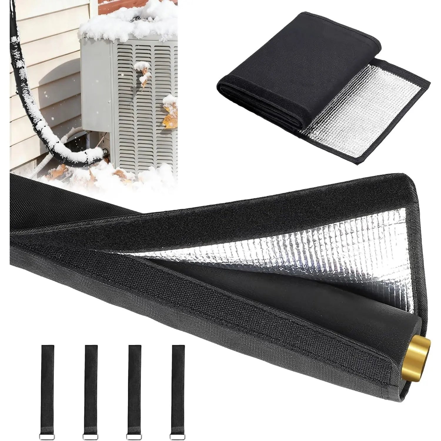 5 Layers HVAC Copper AC Line Pipe Insulation Cover Outdoor 72in x 10.2in, 600D Waterproof Portable AC Hose Insulation Sleeve, Foam Insulation Duct Mini Splits Water Pipe for All Season