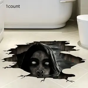 3D Halloween Floor and Wall Stickers, Removable Horror Bedroom Living Room Glass Window Decor, Real Haunted House Decals, Ghost Room Accent