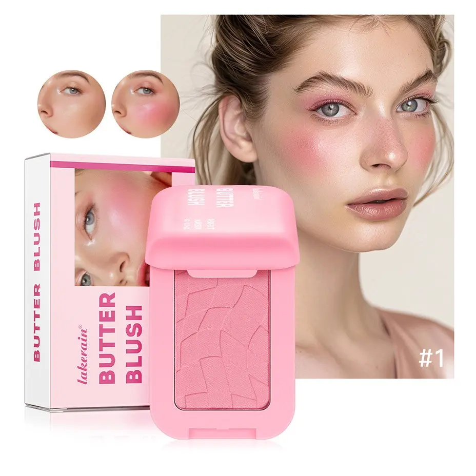 5g Smooth Butter Texture Blush, Waterproof Long-Lasting Fine Shimmer Blush, Natural Look Bare Makeup Blush, Anti-Shedding Blush