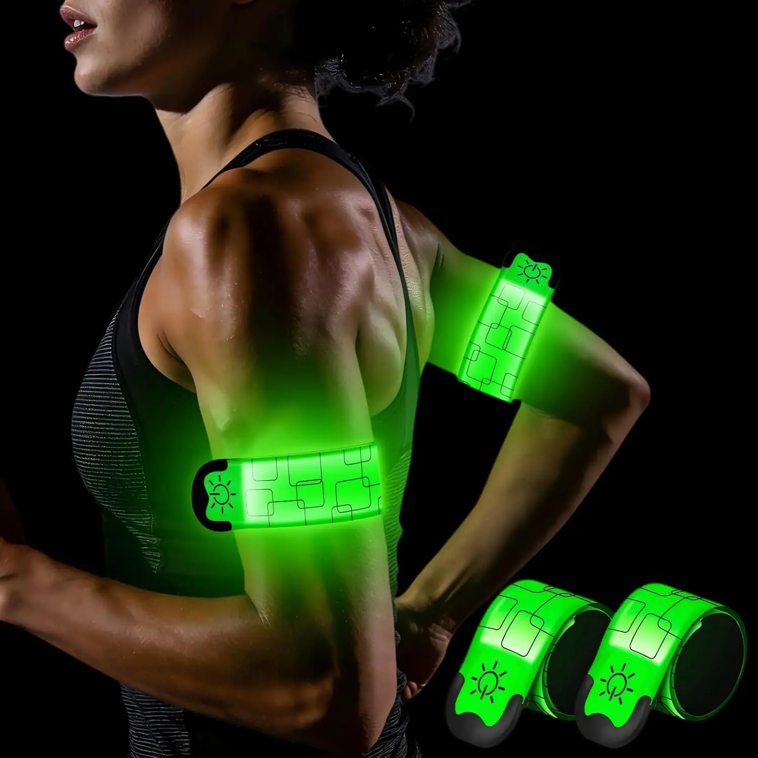 LED Armbands 2-Pack, Unisex Rechargeable Slap Bracelets with 11 Colors & USB-C Fast Charging, Reflective Nylon Safety Lights for Running, Cycling & Camping, Fishing, Hiking, Jogging, Adjustable, Lightweight