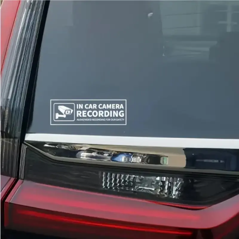 Car Camera Audio Video Recording Warning Sticker, High Visibility Vinyl, Self-Adhesive, Waterproof, Scratch-Resistant, Easy to Apply