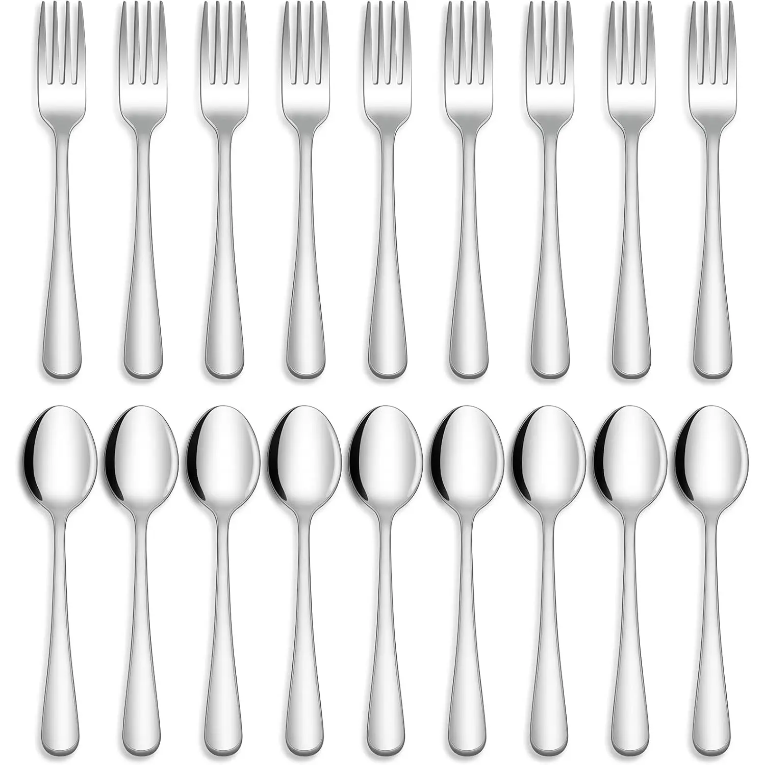 24 Pcs Forks and Spoons Cutlery Set, Food Grade Stainless Steel Flatware Silverware Set for Home, Kitchen and Restaurant, 12 Dinner Forks and Dinner Spoons, Mirror Polished & Dishwasher Safe