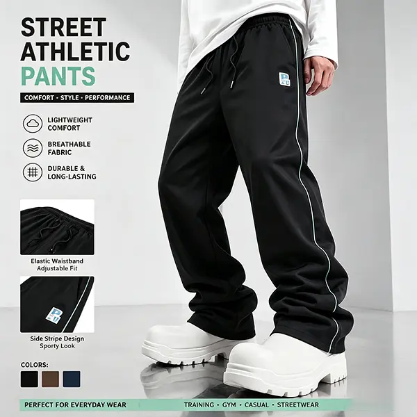 Male Full-Length Solid Loose-Fit Athleisure Sweatpants, Adjustable, Machine Washable, Casual Streetwear Trousers for Gym Workouts & Daily Loungewear (Suitable for Spring, Autumn, Winter)