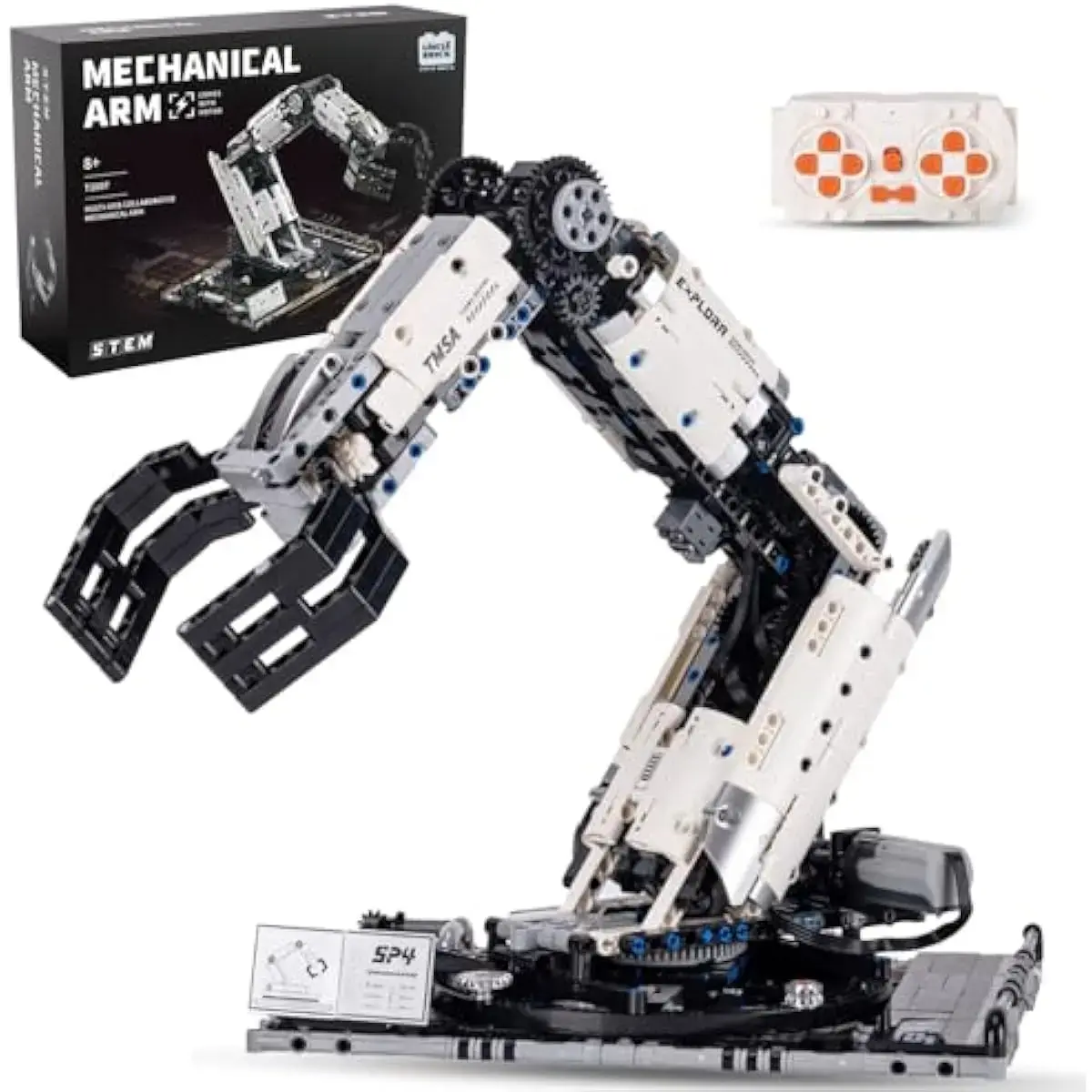 8-Channel RC Robotic Arm Building Bricks & Parts Set - jj, STEM Learning DIY Construction Toy, 2 Exclusive Nameplates, 5 Multiple Operation Modes, Ultra-Smooth Power Gears, 4m Play Range, Stress Relief Toy for Ages 8+ Easter Gift, Remote, All Seasons, Hig