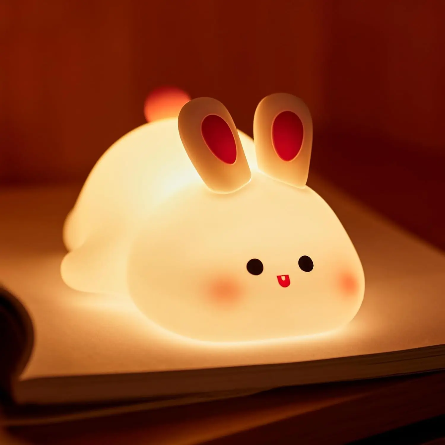 Silicone Bunny Night Light for Kids, Dimmable Rechargeable Easter Rabbit Lamp, Cute Nursery Bedside Light for Breastfeeding, Baby Gift(Gift)