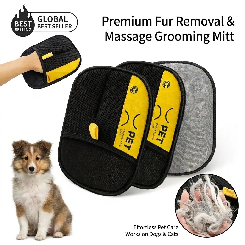 Electrostatic Pet Hair Removal Gloves: Quick Wiping - Reusable & Washable for Sofa Clothing Pet Beds Effortless Cats & Dogs Hair Remover for Busy Pet Owners (1pcs-Black)