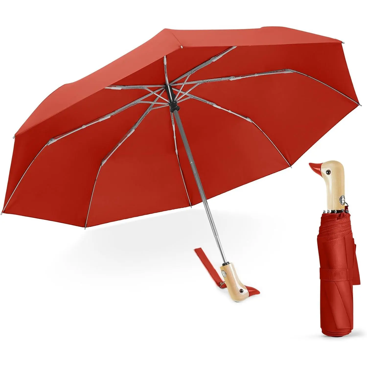Cute Duck Umbrella Automatic, Compact Collapsible Travel for Adults &