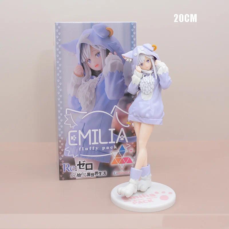 Anime Re:Zero kara Hajimeru Isekai Seikatsu Rem Figure Model Ram Puck Starting Dresses PVC Emilia Collection Gift Toy