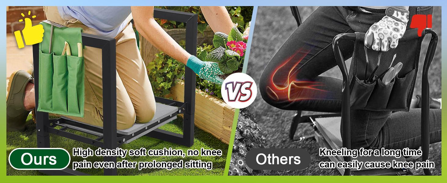 Kneeler and Seat, Foldable Stool 400lbs, Protects Knees and Back, for, Men, and Seniors Gardeners, Large Size 19"x10.6"x18.5"