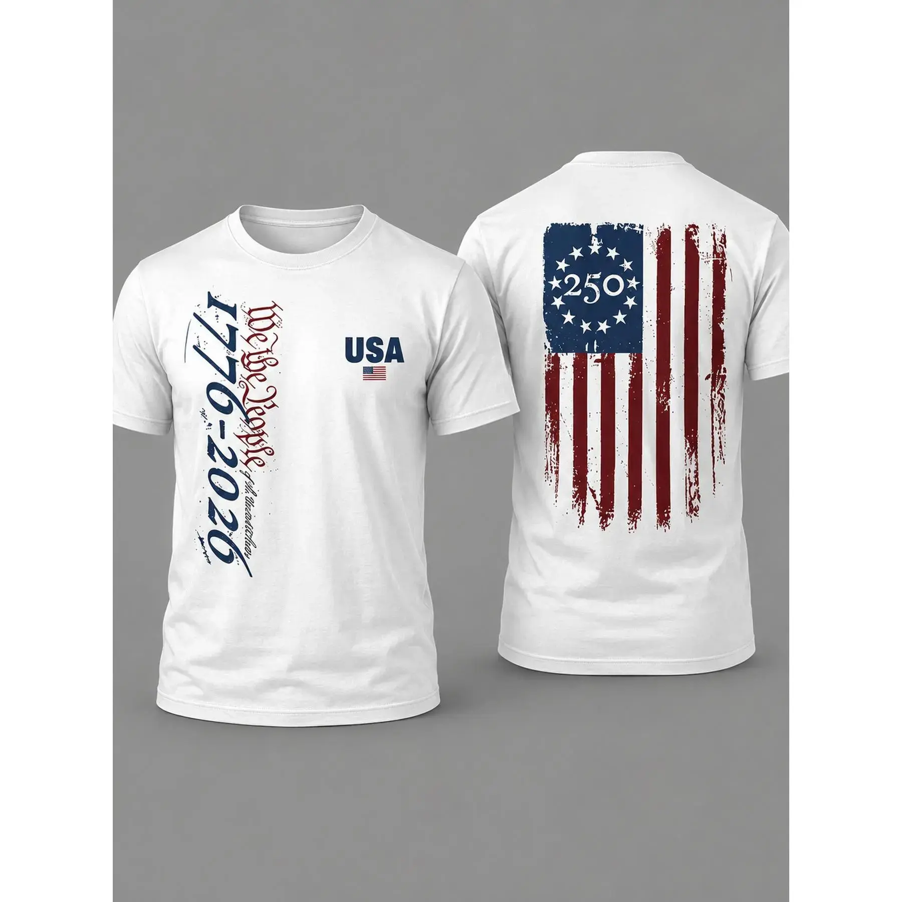 USA Bi50th Anniversary T-Shirt 1776-2026 - Celebrate 250 Years of American Heritage with a Comfortable 180G Unisex Black T-shirt with Flag Design (stars and Stripes), Suitable for Both Men and Women, Perfect for Any Occasion Casual Crewneck