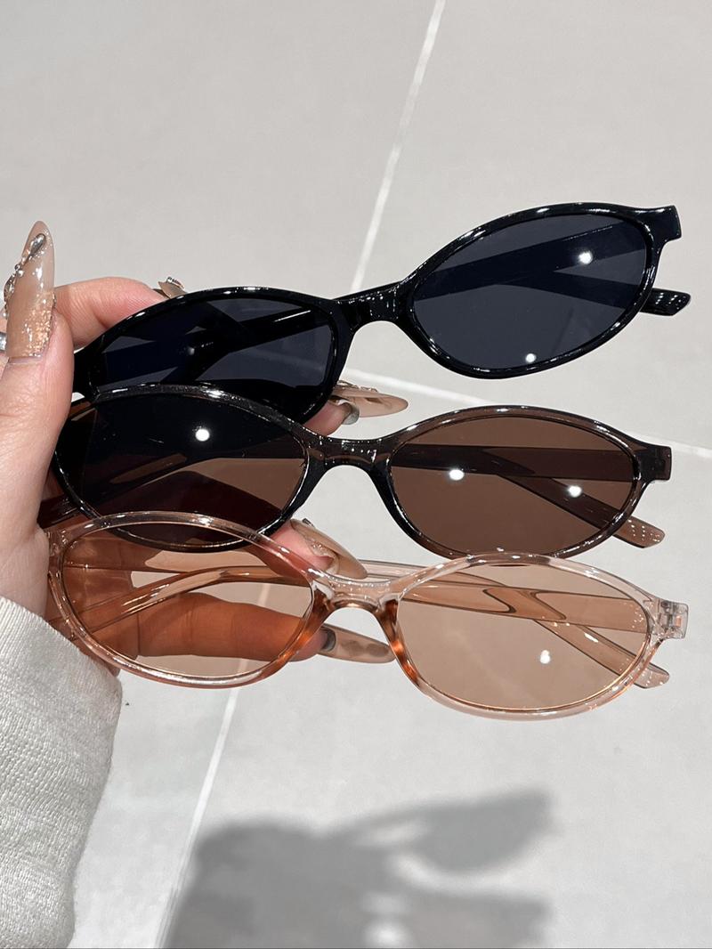 Women's Trendy Tinted Lens Oval Frame Sunglasses, Vintage Casual Sunglasses for Everyday Use, Fashion Accessories for Outdoor Activities, Trendy Beach Eyewear