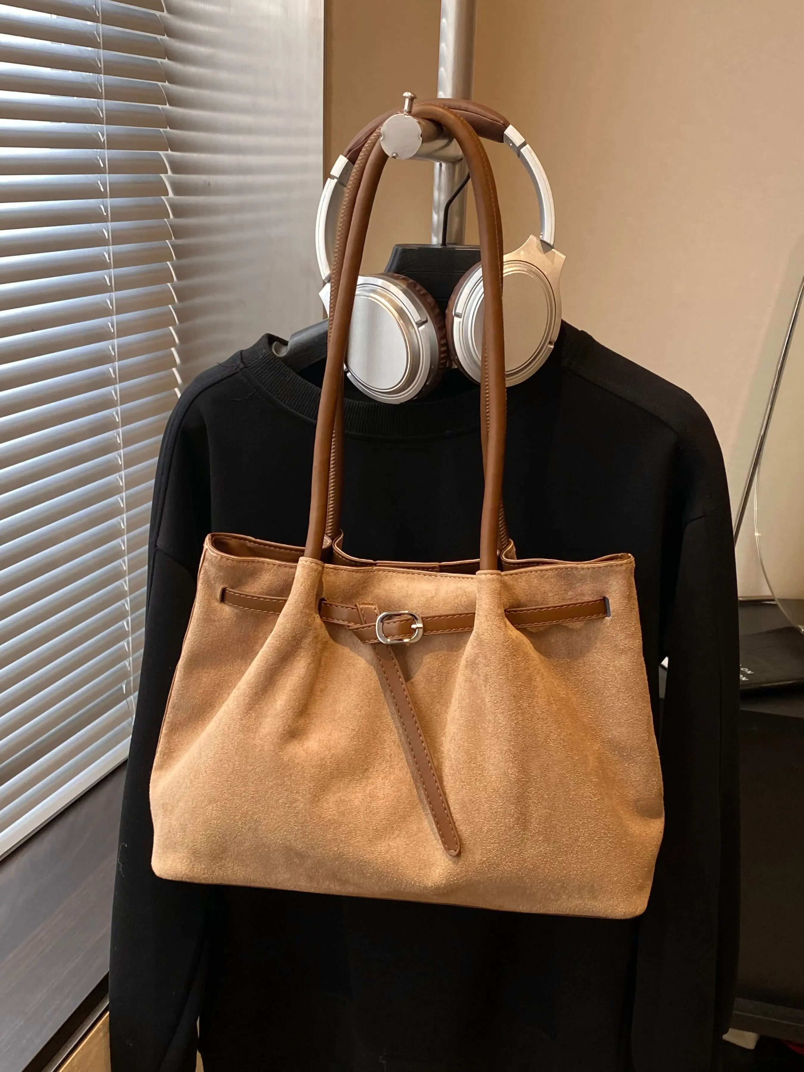 Vintage Solid PU Leather Toiletry Bag, Large Capacity Women's Commuter Bag, Casual All-Season Backpack for Daily Use & Travel