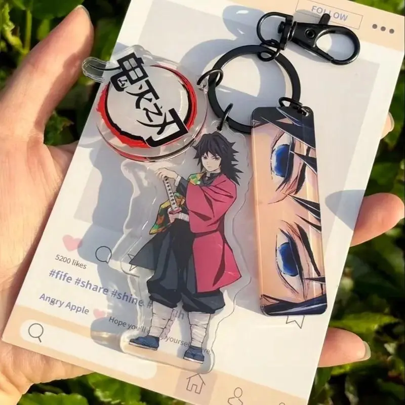 Demon Slayer Keychain Muichiro Shinobu Kocho Kimetsu No Yaiba Acrylic Keyring Cartoon Anime Peripheral  Bag Charm Decor Toys