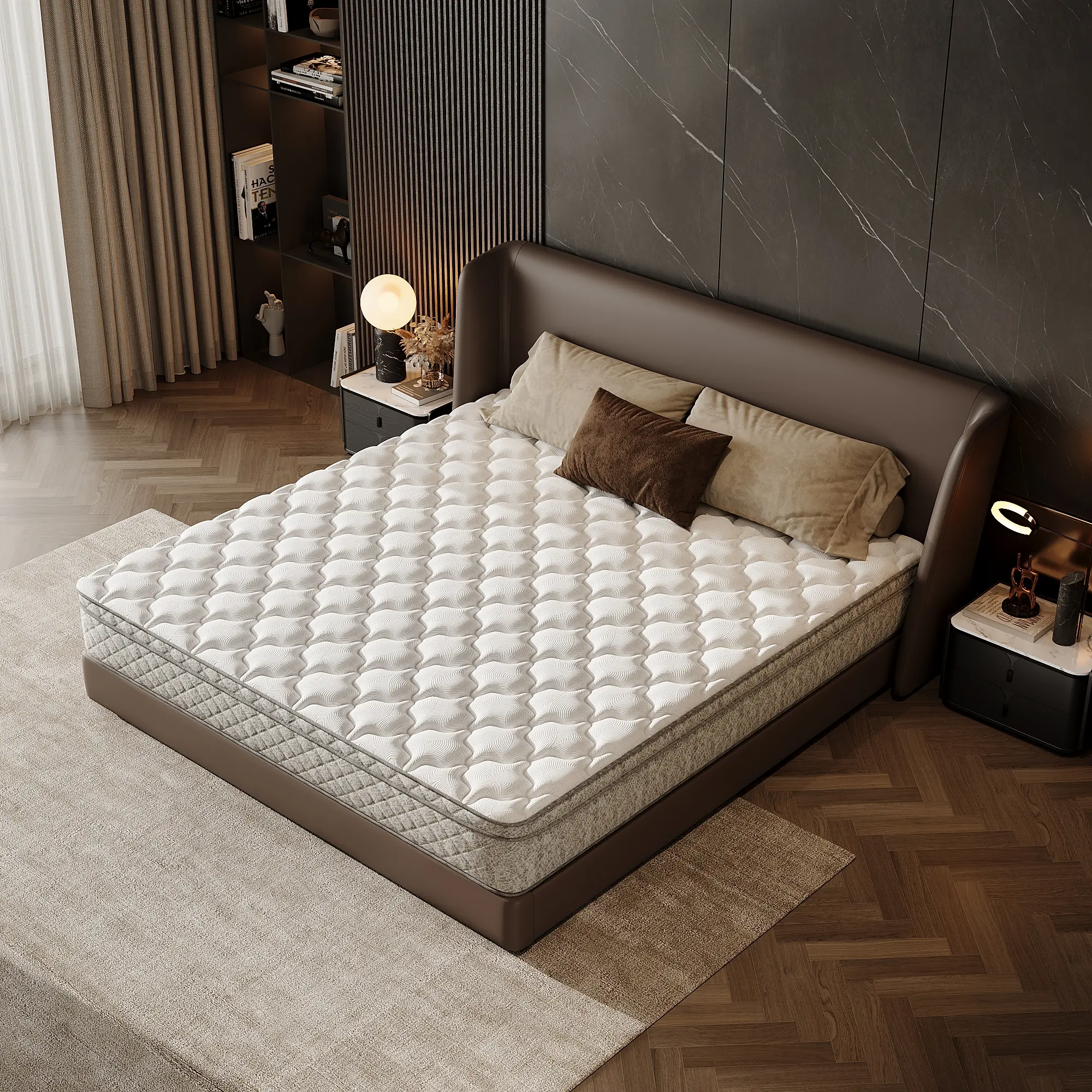 ARCH King Size Mattress 12 Inch Hybrid Mattress in a Box Memory Foam Pocket Spring Medium Firm CertiPUR-US OEKO-TEX Pressure Relief Comfort Sleep Zoned Support Bed in a Box for Bedroom Grey White, Grey+White Color Options, Foam+Spring Material