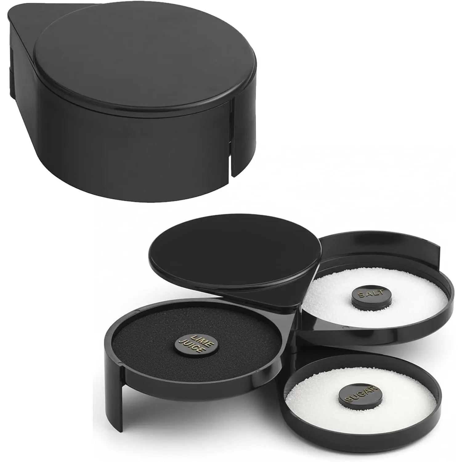 Glass Rimmer for Cocktails - Margarita Salt Bar Rimmer Set with 3 Tier Bar Tray - Drink Rimmer Station for Sugar and Salt Rims - Cocktail Bar Essentials and Accessories