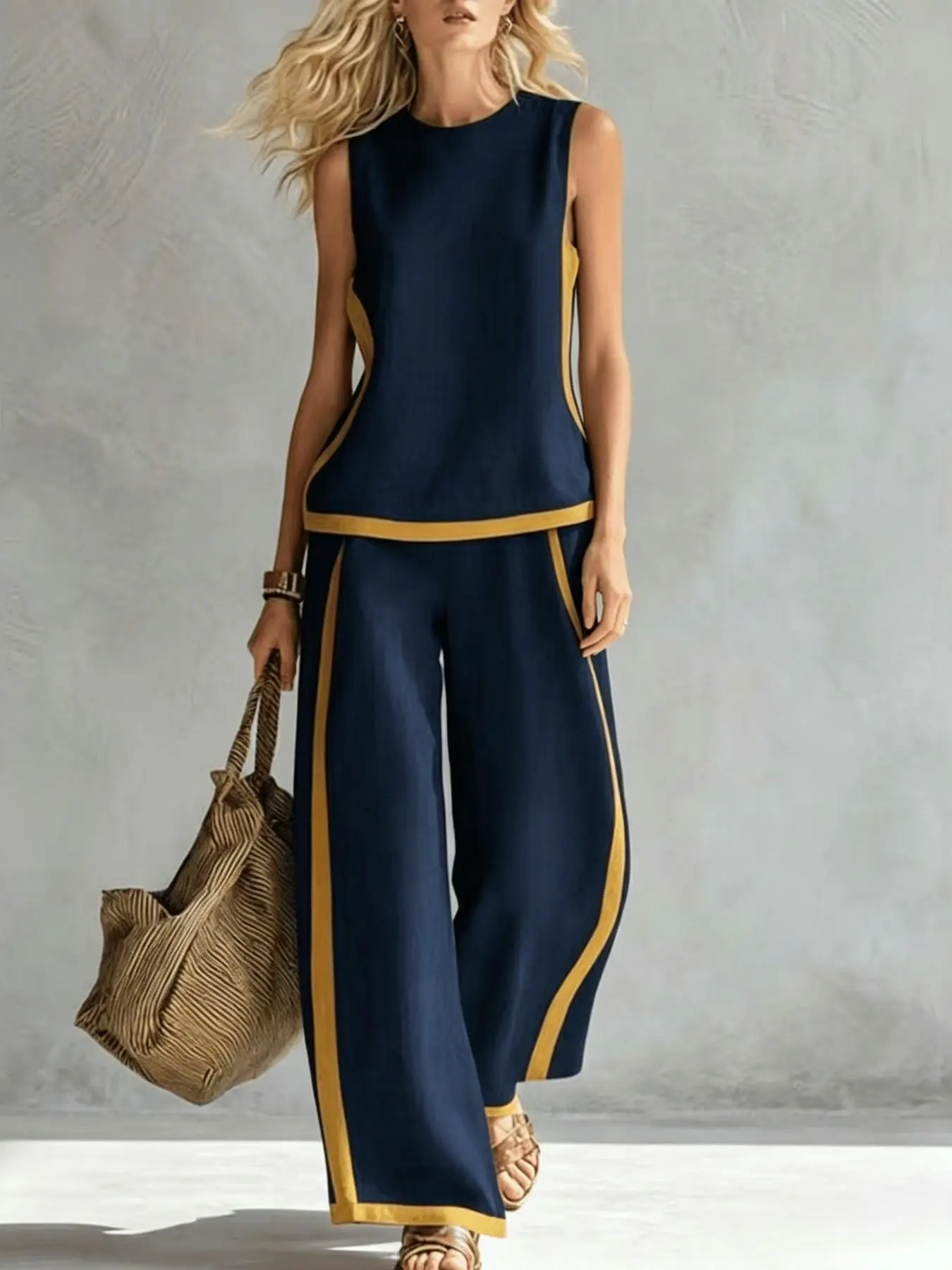 A4105 Lazy Sleeveless Hooded Romper, Deep V Slimming Wide Leg, Side Pockets Practical, Home & Streetwear One-Piece Solution